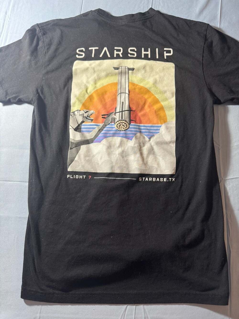 SpaceX Starship Flight 7 Starbase TX Black T-Shirt